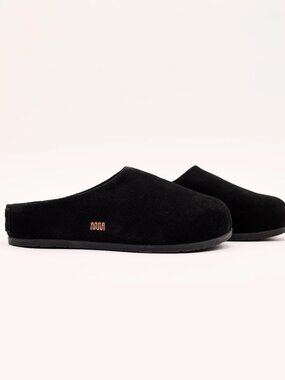 Commbi The Lily Clog in Black Perforated Suede, Size 7 Women